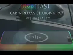 Pad de charge sans fil pour voiture en silicone RGB LED Qi Apple Samsung Écouteurs Compatibilité