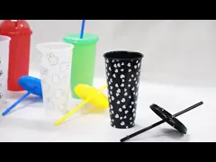 New Arrival Wholesale Holographic 710Ml 24Oz Tumbler Reusable Clear Iced Coffee Plastic Hologram Cup