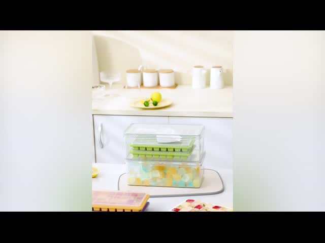 Food Grade Fitting Lid PET PP Ice Cube Tray And Container With Shovel