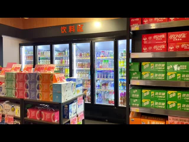 Охладителя холодильника кока-колы витринного шкафа напитка супермаркета дверь R290 коммерчески стеклянная видео