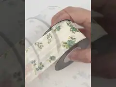 Flower Printed Personalized Organza Ribbon 4cm Flora Ivory Organza Ribbon