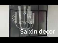 Beautiful Clear Glass Crystal Candelabra With Tall Glass Jars For Wedding Centerpieces
