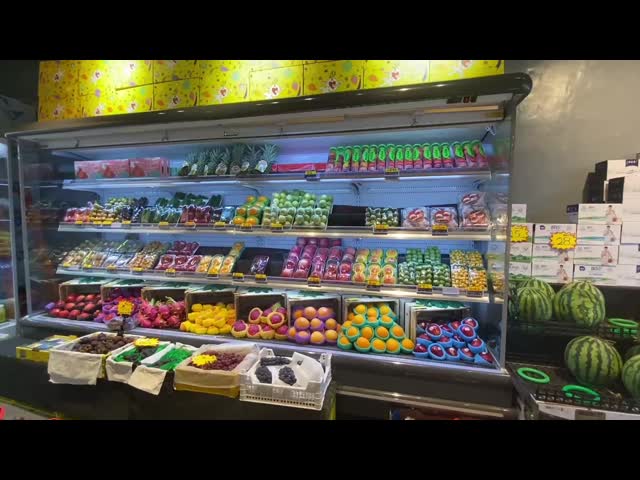 компрессор 6.5фт широкий вне холодильника дисплея Мултидек с голубым освещением СИД видео