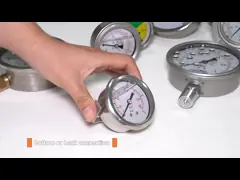 EN837-1 اندازه گیری فشار پر از روغن 25 بار 63 میلی متر فلنج جلو