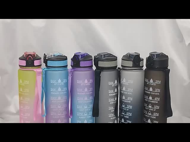 Большая бутылка с водой с соломенным маркером времени без BPA для фитнеса видео