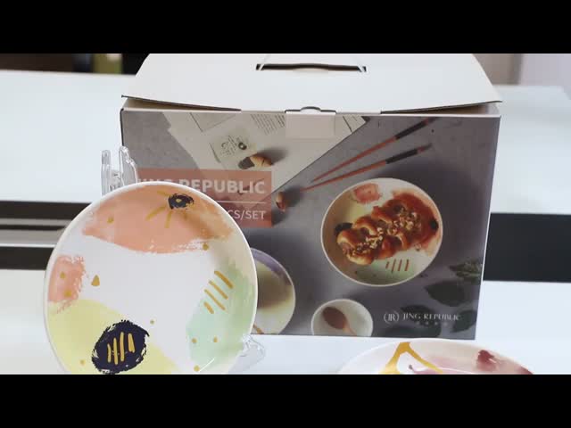 Керамические столовые тарелки набор из 12 6 горячие столовые тарелки набор керамические тарелки животный укладка салат тарелка видео