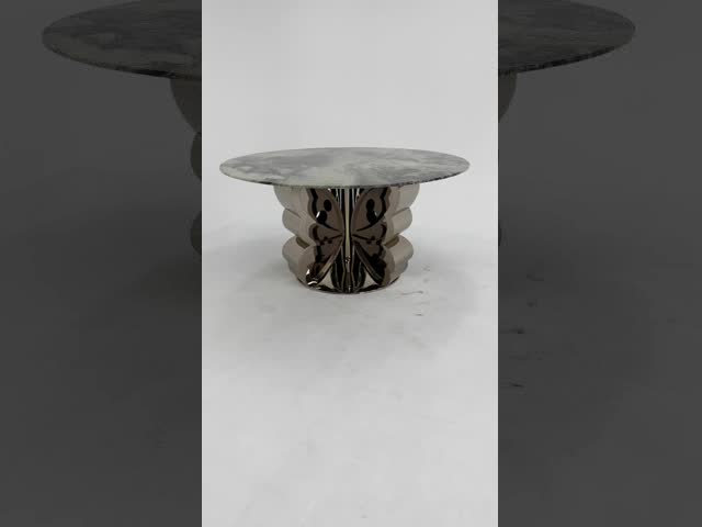 Бабочка-база Мраморный верх Тюльпан Стол Серый Круглый Мраморный обеденный стол для 4 человек видео