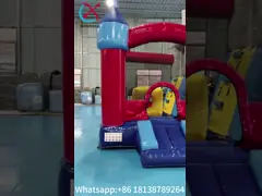 Внешний средневековый скаковый замок надувный скаковый дом со слайдом надувный скаковый дом для детей video