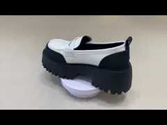 Черные белые толстые лоффины женские британский стиль толстые лоффины из кожи video