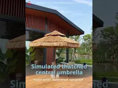 Sun Protected Parasol Artificial Straw Double Top Patio Tiki Thatch Umbrellas video