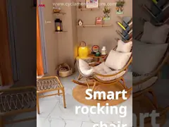 Water Proof PE Rattan Lounge Relax Rocking Chair For Balcony