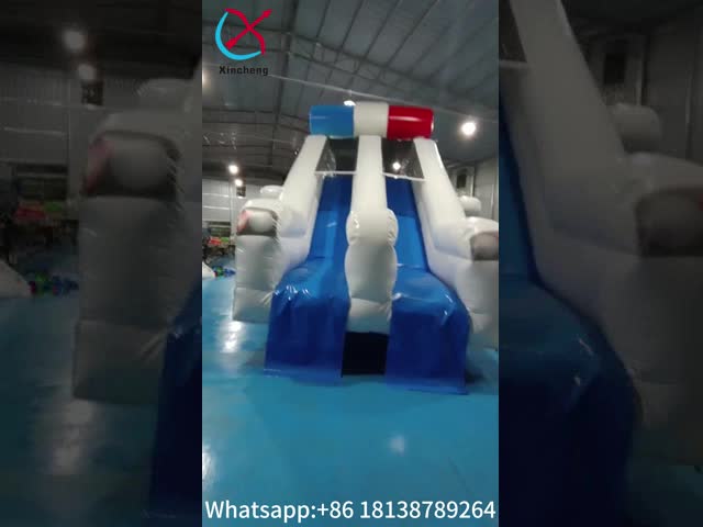 Customized Backyard Inflatable Slide Police Patrol Wagon Carton Inflatable Double Dry Slides For Kids