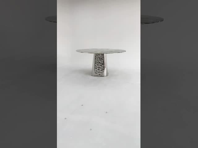 Блестящий серебряный круглый столик из нержавеющей стали видео