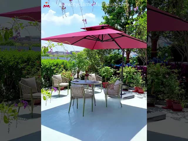 Водонепроницаемая полиэстерная ткань тяжелая коммерческая зонтик 3м Дворный зонтик видео