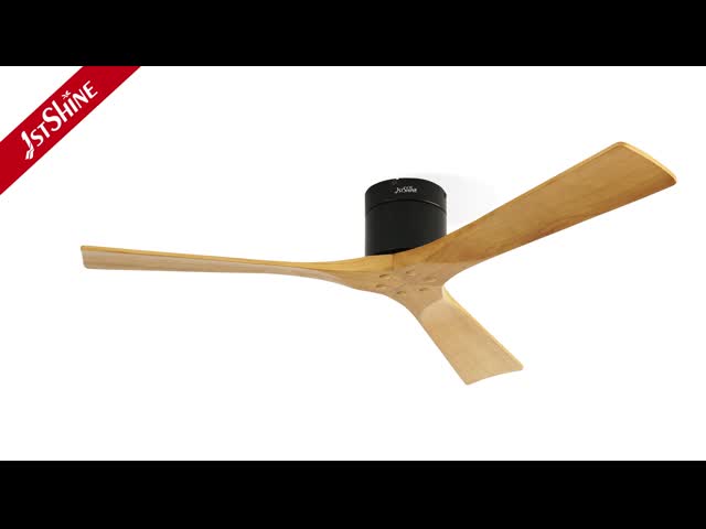 3 cuchillas Ventilador de techo de madera con control remoto Motor de corriente continua silencioso Alta velocidad El video