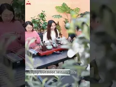 OEM Тиковый деревянный садовый обеденный стол и стол из алюминия / ратан для 6 человек video