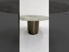 Bronze Marble Top Round Table Matte Marble Top Dining Table Set 6 Seater