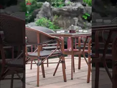 Наружный обеденный стол и стул для сбора современного дизайна Ресторан ПЭ Раттанный столик video