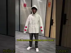 Уличная одежда на заказ 100% хлопка тяжеловесное полное лицо Zip Up Rhinestone 3D Puff Printing Hoodies video