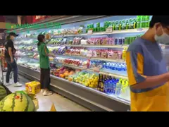 12 футов длинный продуктовый магазин многоэтажный открытый холодильник с светодиодным освещением video