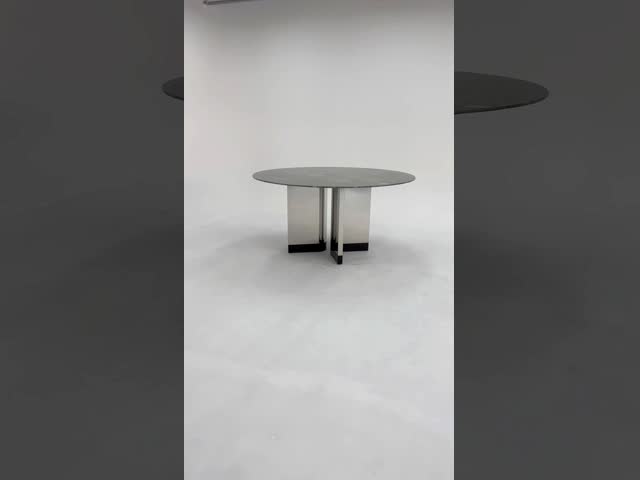 Зеркальный мраморный и железный обеденный стол Круглый мраморный стол с золотой основой видео