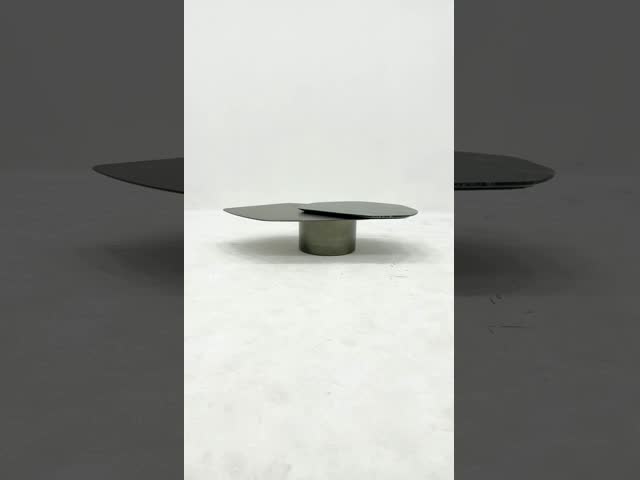 リビング ステンレス スチール 回転式 カフェテーブル アンティーク ブロンズ サテン 仕上げ 天然 大理石 トップ メタル 脚