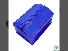 62 Ltr Blue Plastic Folding Crate Box , Collapsible Plastic Storage Containers