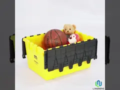 Durable Plastic Logistic Box 600*400*320mm Plastic Storage Box With Hinged Lid