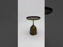 Living Room Round Small Stainless Steel End Table With Antique Bronze Metal Base video