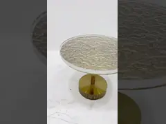 Living Room Round Small Stainless Steel End Table With Brushed Gold Thick Acrylic Top Metal Base