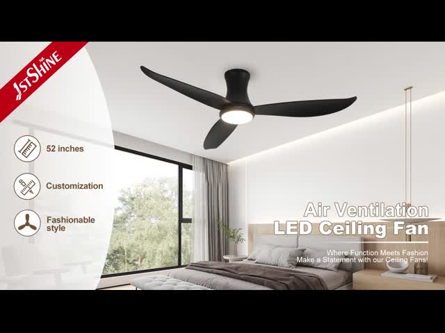Black LED Ceiling Fan With Remote Control Low Voltage High Speed video