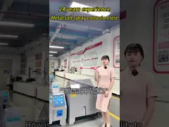 Тестировщик коррозии соляным спреем ASTM B 117 Стандартный 270L Вместимость для покрытия металлической краской Соляный спрей туманная старинная испытательная камера video