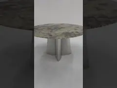 Нержавеющая сталь Мраморный обеденный стол 6 мест Мраморный вид обеденный стол video