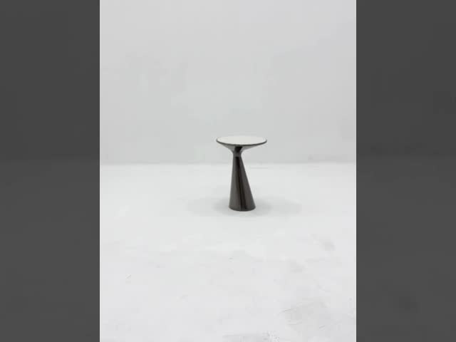 Гостиная Небольшой столик из нержавеющей стали Боковой стол с сатинным черным отделкой Естественный мрамор верхний металлический стол видео