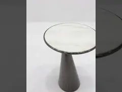 Гостиная Небольшой столик из нержавеющей стали Боковой стол с сатинным черным отделкой Естественный мрамор верхний металлический стол video