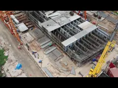 Конструкция по индивидуальному заказу Стальная конструкция здания Металлическая крыша для автобусов / железнодорожных станций video