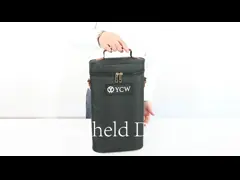Противопроницаемая изоляционная упакована 2 бутылки подарочный портфель носитель пользовательский путешественный винный пакет с плечевым ремнем video