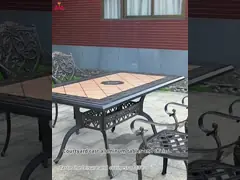 Садовая терраса Балкон Отливный алюминиевый барбекю гриль прямоугольный стол и стул набор 1.5M video
