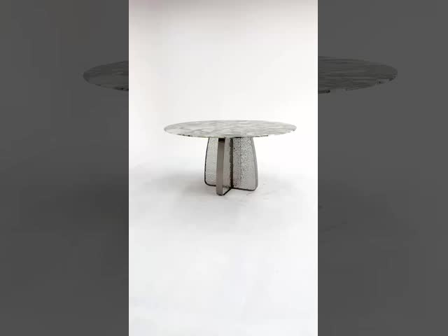 Мат-серый мрамор и металлический обеденный стол, атласная отделка видео