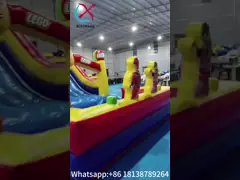 Fireproof 0,55mm PVC Tarpaulin Raksasa Inflatable Dry Slide Inflatable Castle Tema LEGO Untuk Anak-anak Dan Dewasa