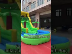 Дешевые коммерческие PVC надувные водные горки с бассейном video