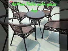 Современный столик и стулья из ротана на открытом воздухе video