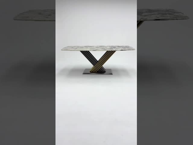 Нержавеющий мрамор прямоугольный обеденный стол Ресторанная мебель видео