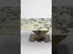 Нержавеющий мрамор прямоугольный обеденный стол Ресторанная мебель video