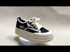 Женщины шнурки холст обувь с толстой подошвой и полые дышащие рыбака video