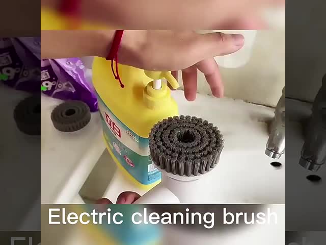 Modern White USB Charging Electric Cleaning Brush With Removable Wool Brush Head