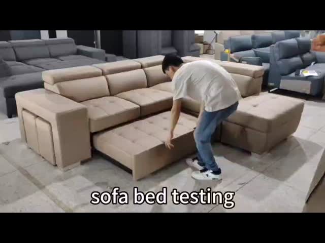 ミニマリスト リビング 寝室 ライト グレー モジュール式 折りたたみ 可動 ソファ 備品付き ベッド