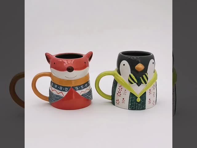 Porcelain 3D Animal Mug Featuring a Cute Penguin Design video