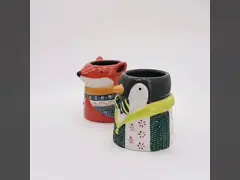 بيع بالجملة 3D الحيوانات البرتقالية على شكل سنجاب أكواب الحليب السيراميكية البورسلين هدية عيد الميلاد مع رسم يدوي