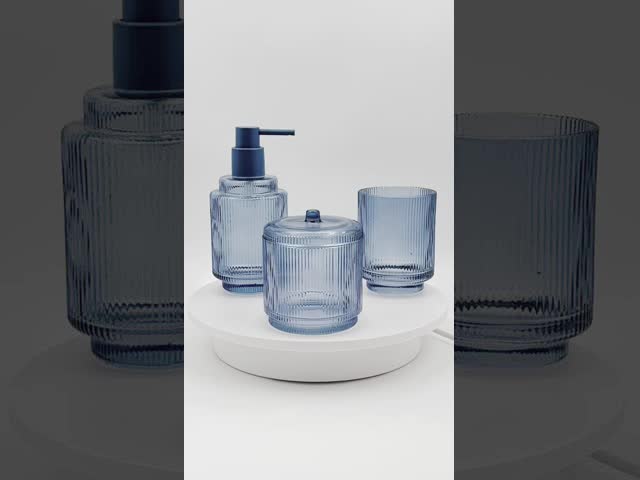 Устойчивые аксессуары для ванной комнаты из голубого стекла Вертикальная стеклянная зубная щетка с меньшей основой видео